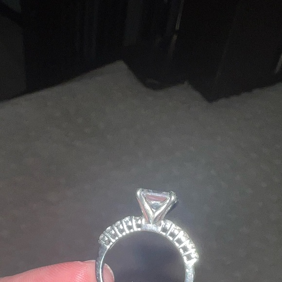 14k white gold ring cubic zirconia size 6.5 silver diamond bling rhinestone cute - Picture 5 of 6